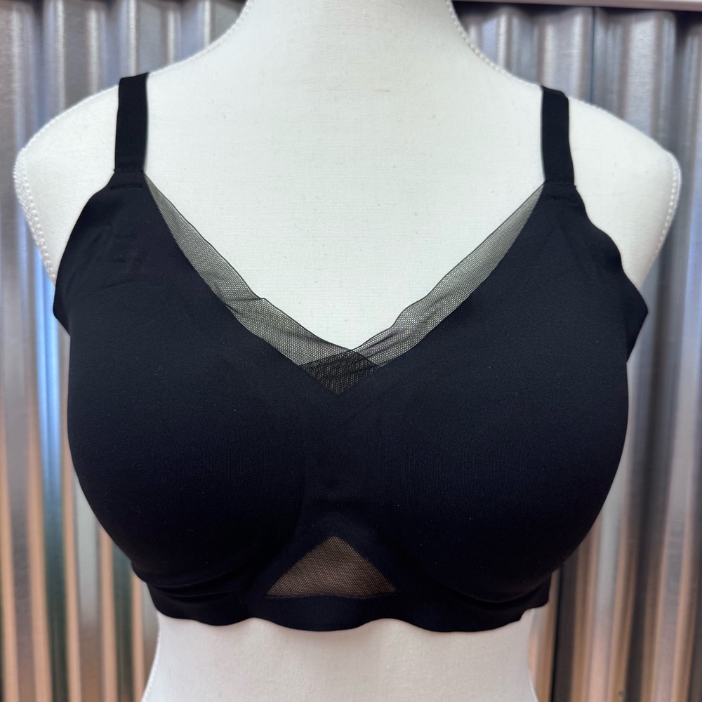 Honeylove CrossOver Wireless Black Mesh Detail Bra Large